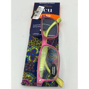 ICU Eyewear Reading Glasses Pink-green +1.50 With Soft Case ANKARA